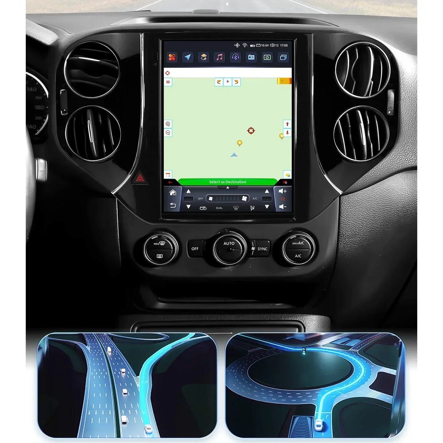 Volkswagen Tiguan 1NF 2007-2016 9,7" " Android 14 Carplay Android auto wireless wifi bt gps 4g AUTMQ522