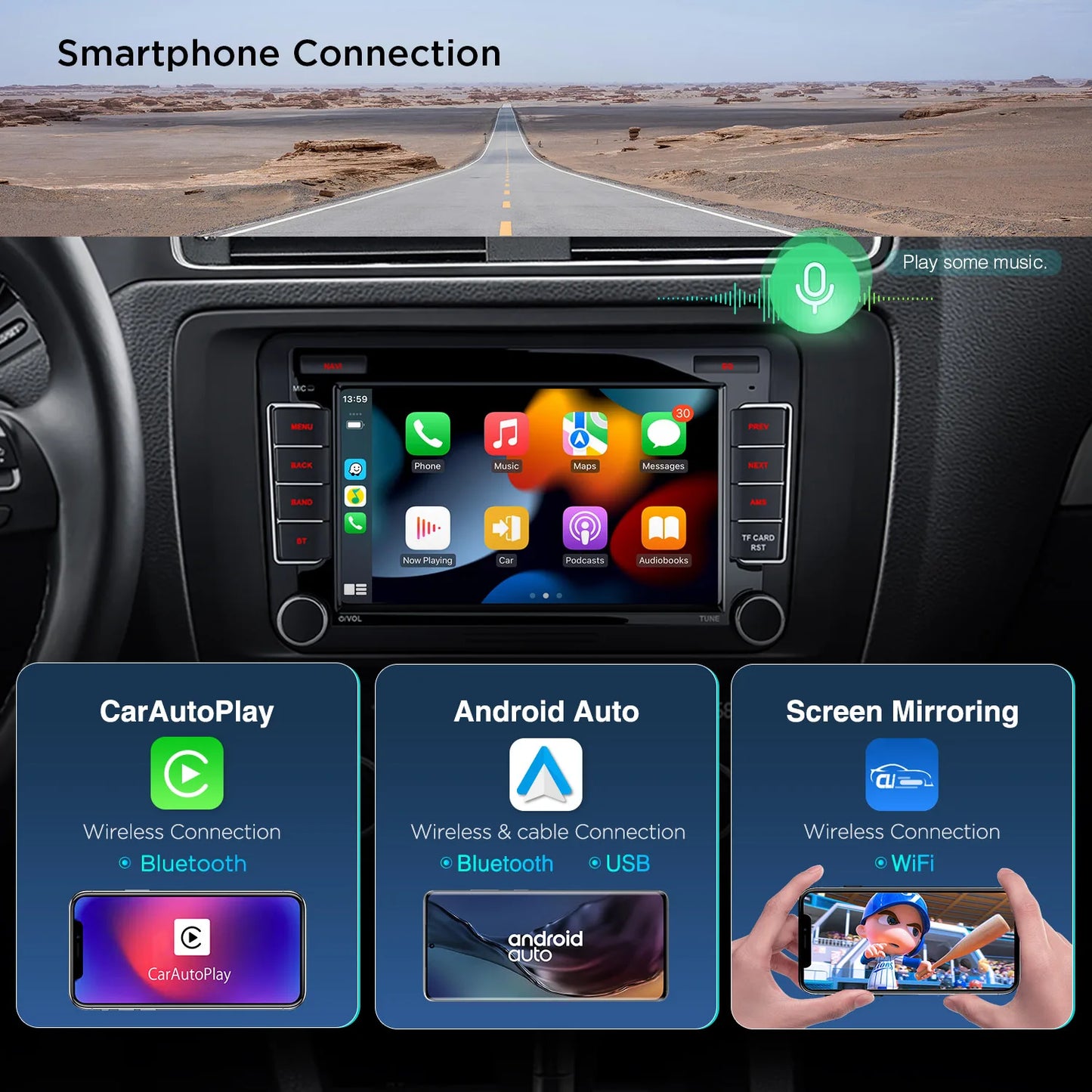 Volkswagen / SEAT / Skoda 7" Android 13 Octa Core 4+64 Car Multimedia Player RDS WIFI GPS BT 4G CarPlay Android auto DSP PX72MTVL
