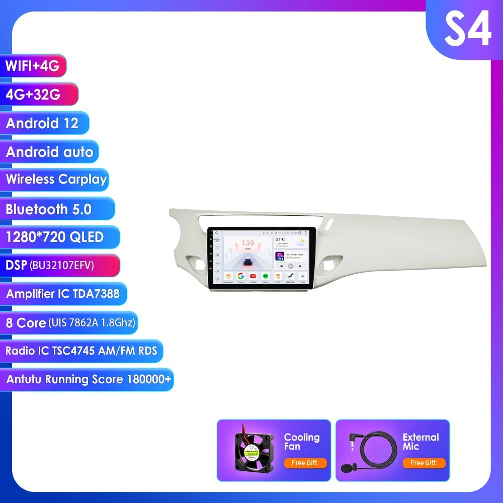 Citroen C3 DS3 2010-2016 Android 14 9" CarPlay Android Auto Radio RDS WIFI GPS BT 4G Car Multimedia autoradio AUTMATRDS3