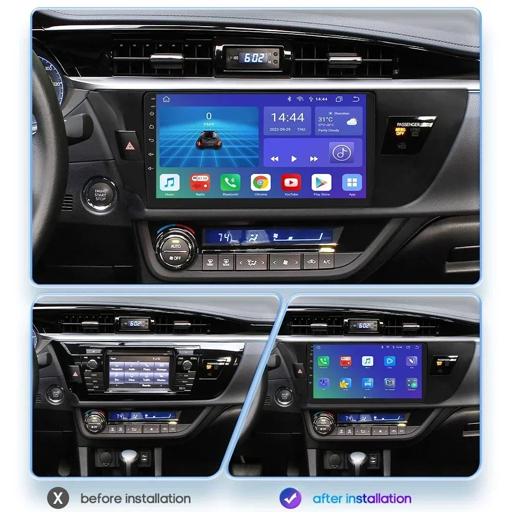Toyota Corolla 2014-2016 9" Android 14 Carplay Android auto wireless wifi bt gps 4g AUTMCOPZT