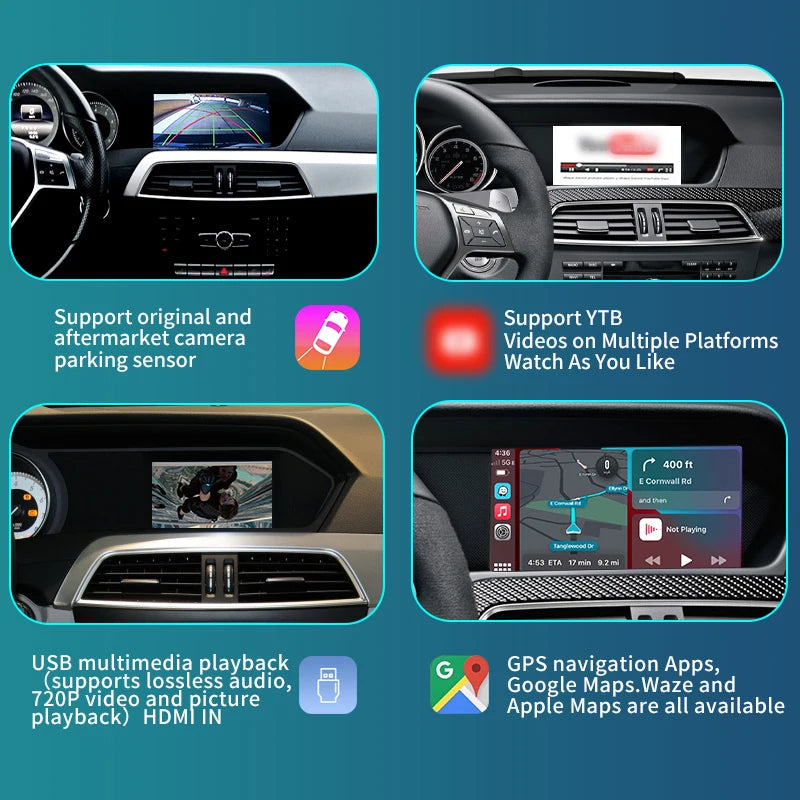 Mercedes Benz C-Class W204 2007-2014 Wireless CarPlay Android Auto Mirror Link AirPlay GPS AUTMMCBCW