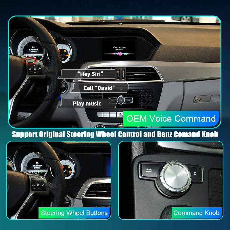 Mercedes Benz C-Class W204 2007-2014 Wireless CarPlay Android Auto Mirror Link AirPlay GPS AUTMMCBCW