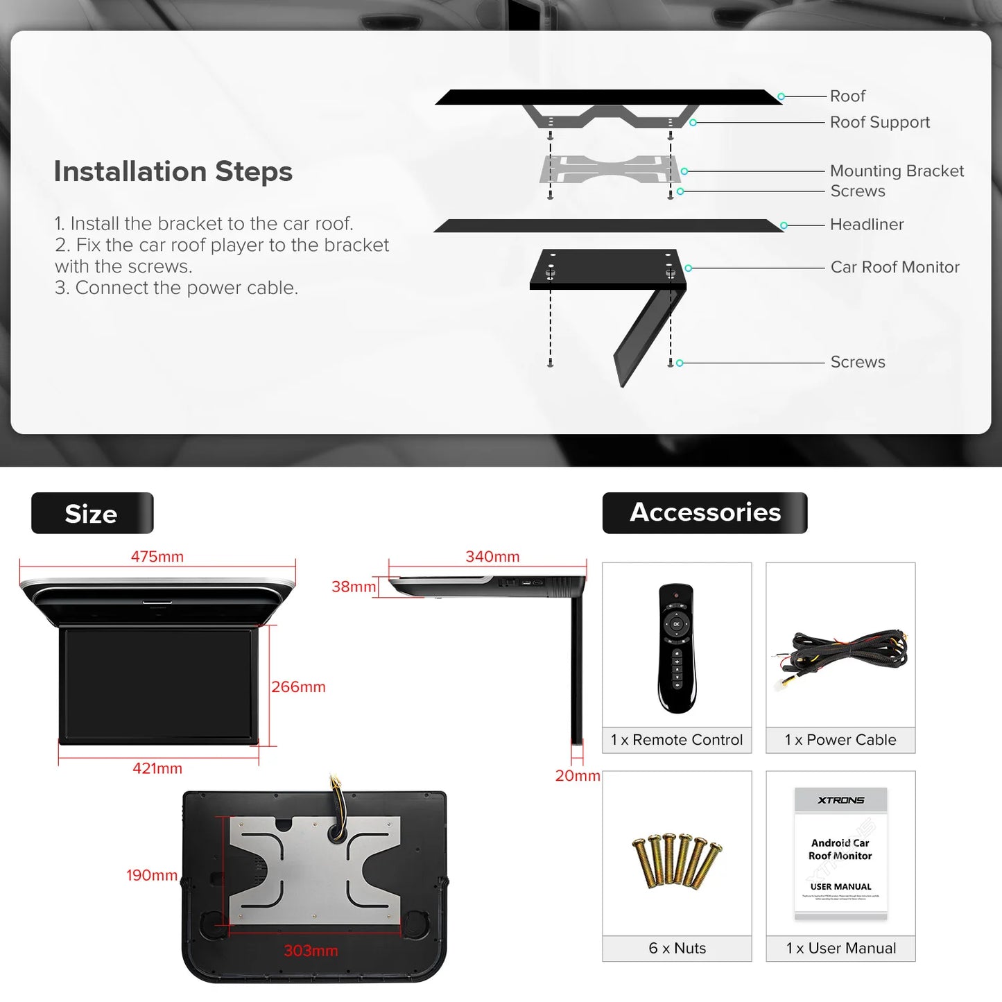 17,3 pollici Lettore multimediale da tetto Android 2/32 gb Octa-core con audio superiore e mirroring dello schermo Video HDR10+ / 8K CM179AS
