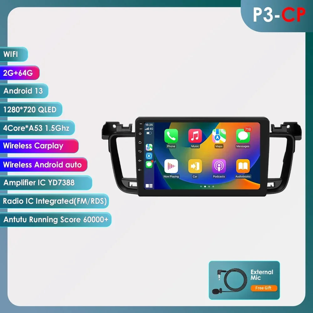 Peugeot 508 508SW 2011-2018 9" / 10,33" Android 14 Carplay Android auto wireless wifi bt gps 4g AUTM8VXQ