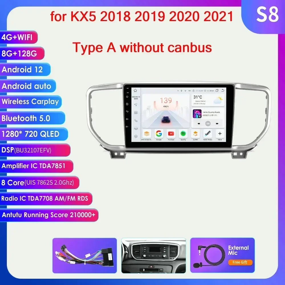 KIA Sportage 4 2016 -2021 9" Android 14 Carplay Android auto wireless wifi bt gps 4g AUTMO3SQ