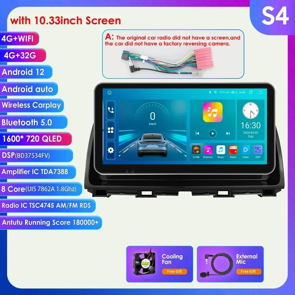 Mazda CX5 CX-5 CX 5 2012 - 2015 9" Android 14 Carplay Android auto wireless wifi bt gps 4g AUTMAPJJ
