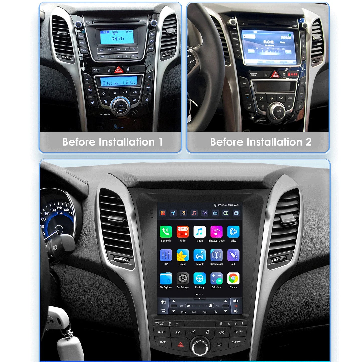 Hyundai I30 GD Elantra GT 2011 - 2017 9,7" Android 14 Carplay Android auto wireless wifi bt gps 4g AUTM26P7