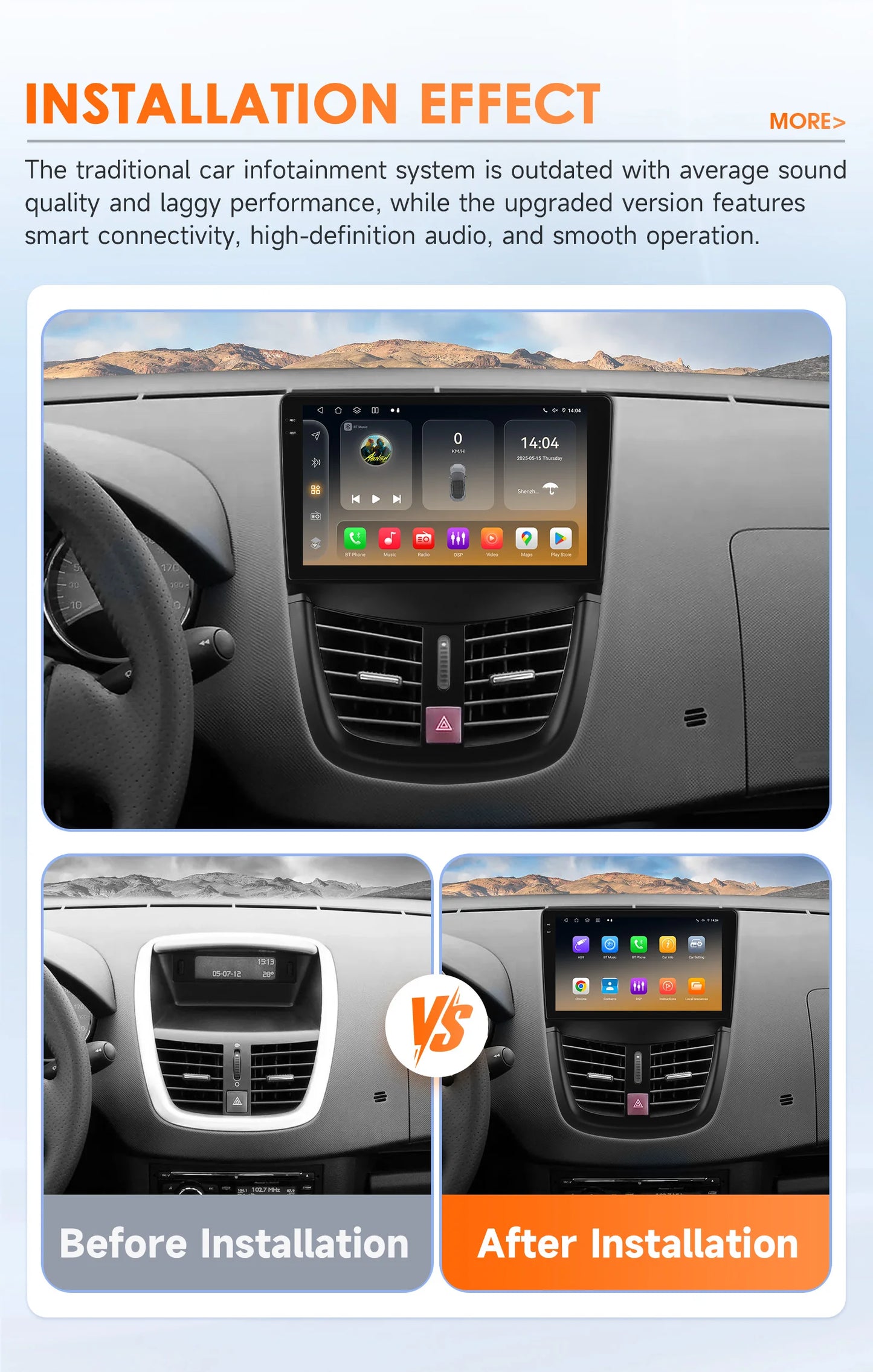 Peugeot SW 207 CC 207 CC 2006-2015 Car Radio RDS WIFI BT GPS wireless CarPlay Android Auto AUTM76EA