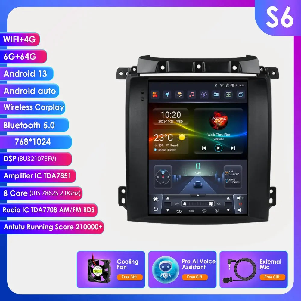 Kia Sorento BL 2002-2006 9,7" Android 14 Carplay Android auto wireless wifi bt gps 4g AUTMUUSA