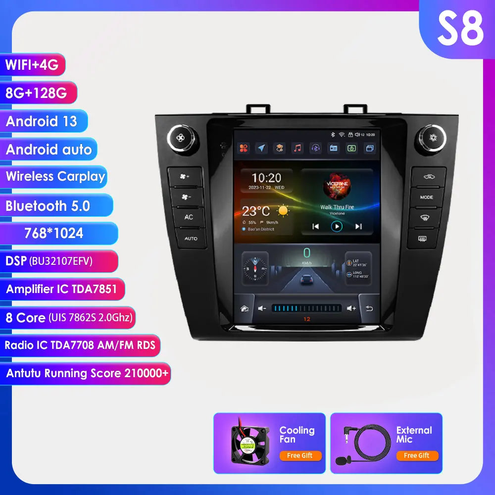 Subaru Outback 2015 - 2018 9.7" Android 14 Carplay Android auto wireless wifi bt gps 4g AUTMUTSB4