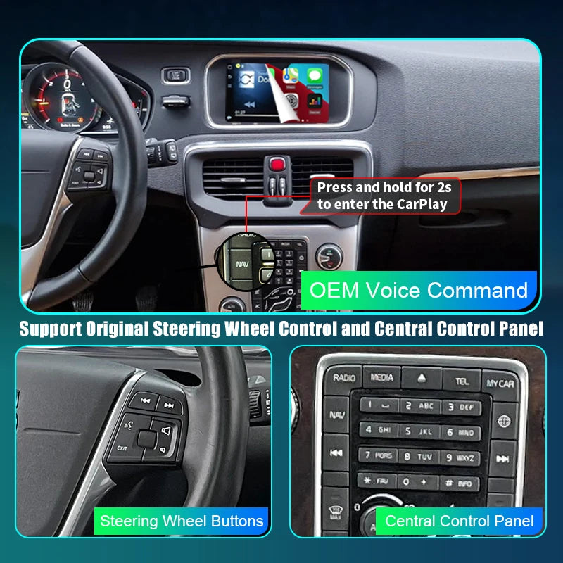 Volvo V40 2015-2019 XC60 S60L 7" Wireless CarPlay Android Auto Mirror Link AirPlay AUTMVVV4XC6