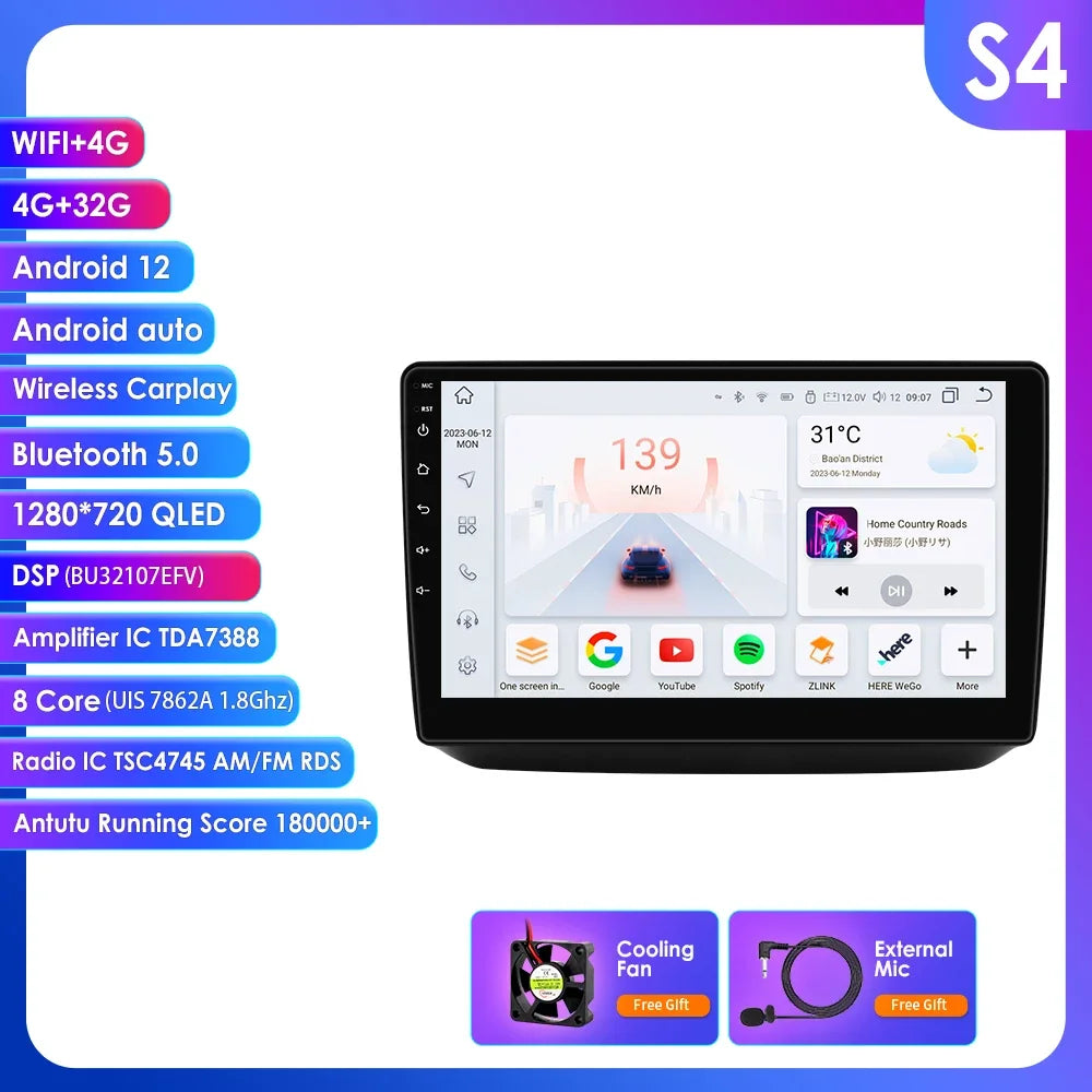 Skoda Fabia 2 2007 - 2014 10,1" Android 14 Carplay Android auto wireless wifi bt gps 4g AUTMQ1FL