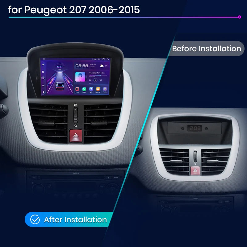 Peugeot 207 207CC 2006 - 2015 Car Radio rds WIFI BT GPS wireless CarPlay Android Auto car intelligent systems AUTMPEG207