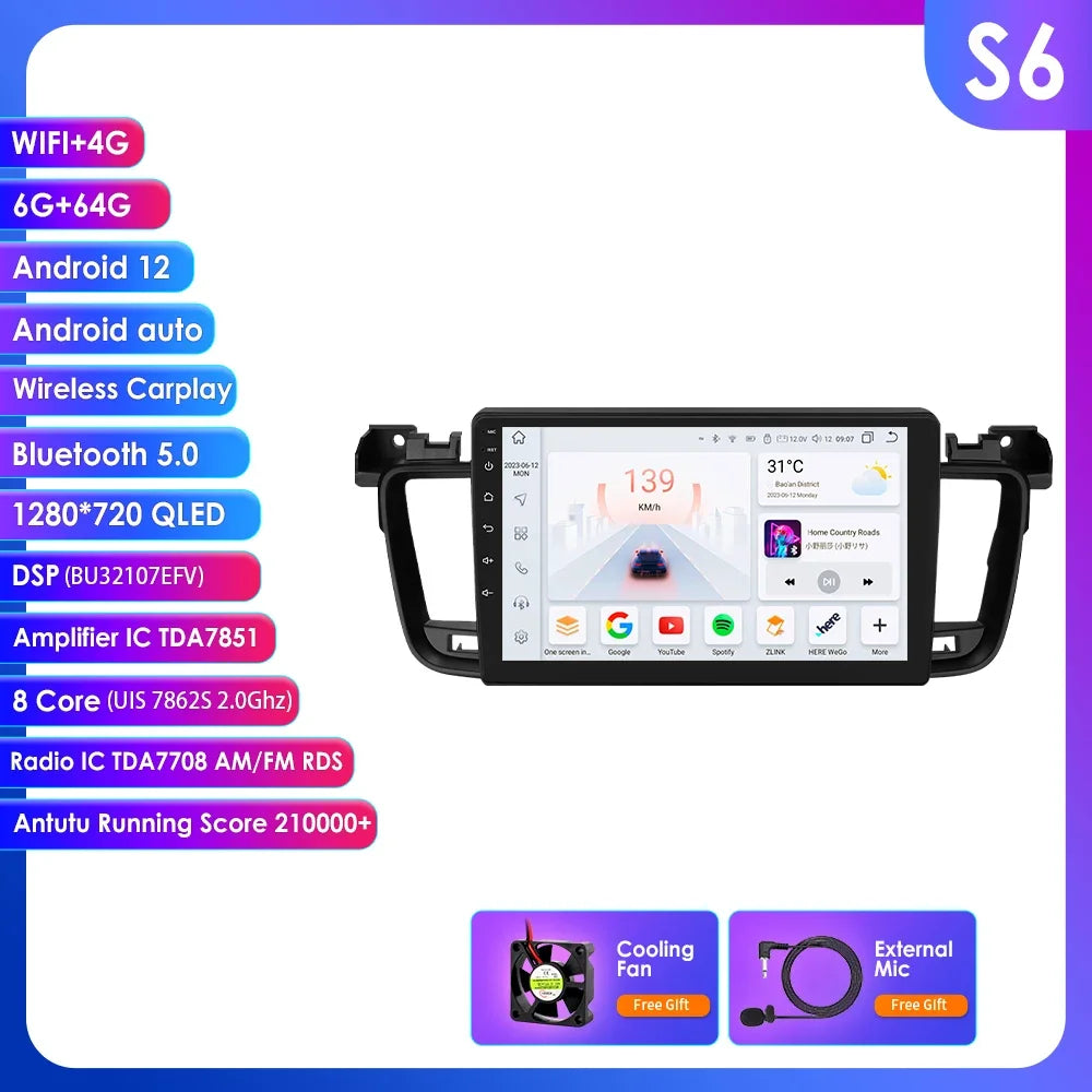 Peugeot 508 508SW 2011-2018 9" / 10,33" Android 14 Carplay Android auto wireless wifi bt gps 4g AUTM8VXQ
