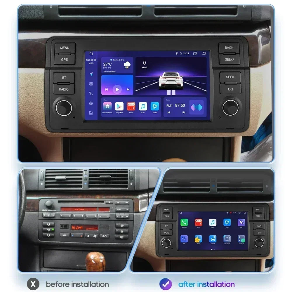 BMW E46 M3 Rover 75 Coupe 318/320/325/330/335 7" Android 14 Carplay Android auto wireless wifi bt gps 4g AUTMV3CK