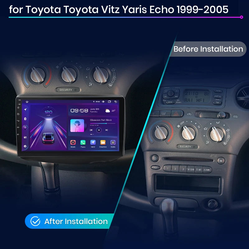 Toyota Yaris /Vitz / Echo 1999-2005 V1pro Android Auto Carplay Radio RDS WIFI GPS BT 4G Car Multimedia autoradio AUTMTTYYSE
