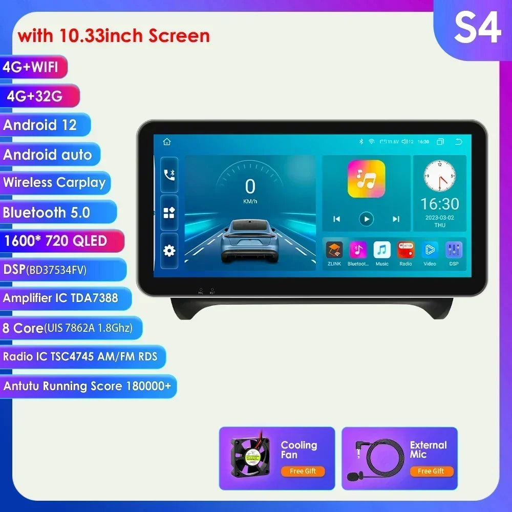 AUDI TT MK2 8J 2006 -2014 9" Android 14 Carplay Android auto wireless wifi bt gps 4g AUTMMWU1