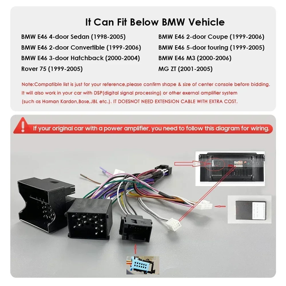 BMW E46 M3 Rover 75 Coupe 318/320/325/330/335 7" Android 14 Carplay Android auto wireless wifi bt gps 4g AUTMV3CK
