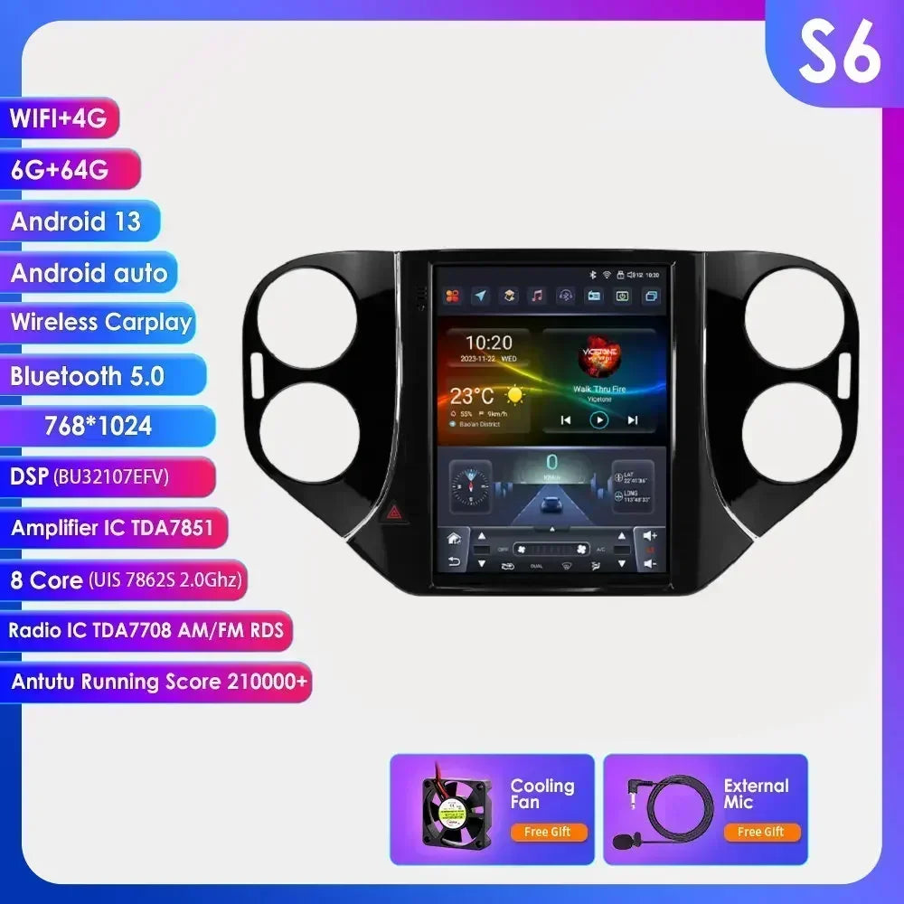 Volkswagen Tiguan 1NF 2007-2016 9,7" " Android 14 Carplay Android auto wireless wifi bt gps 4g AUTMQ522