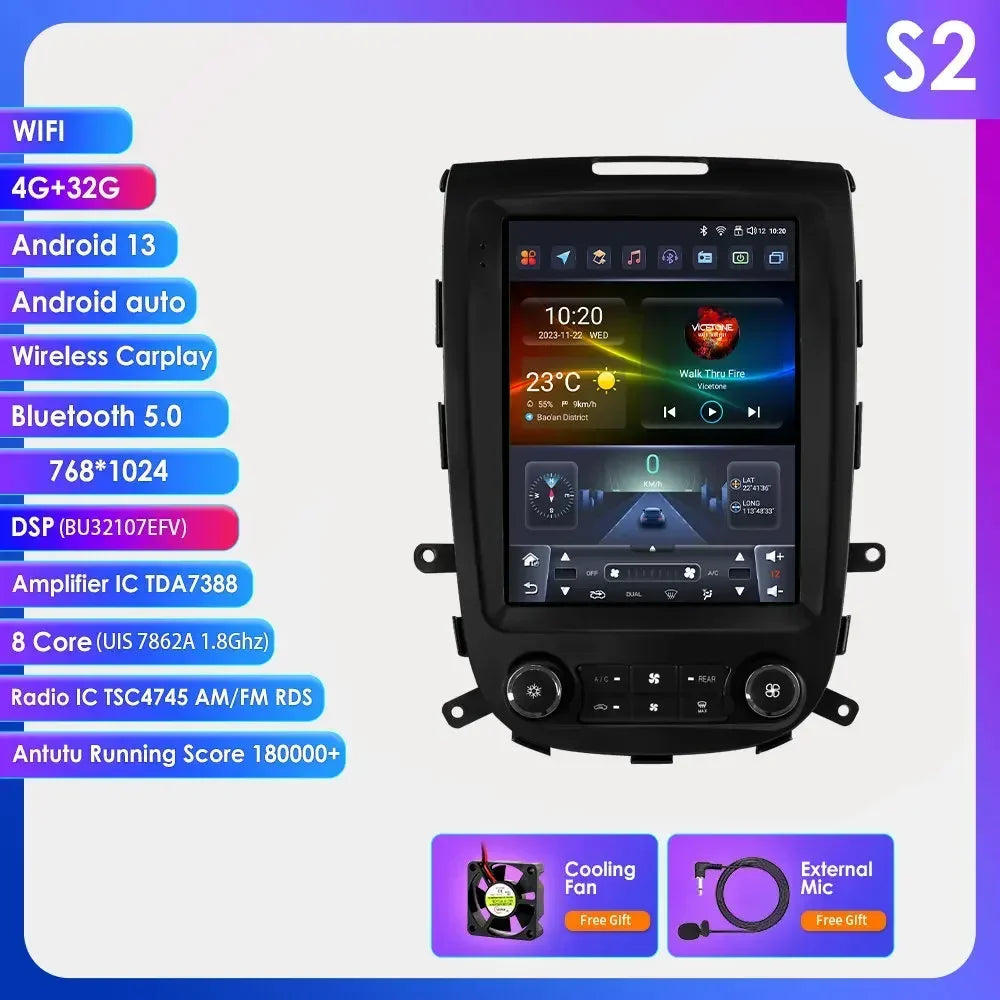 Hyundai Santa Fe 2 2006-2012 9,7" Android 14 Carplay Android auto wireless wifi bt gps 4g AUTM19VI