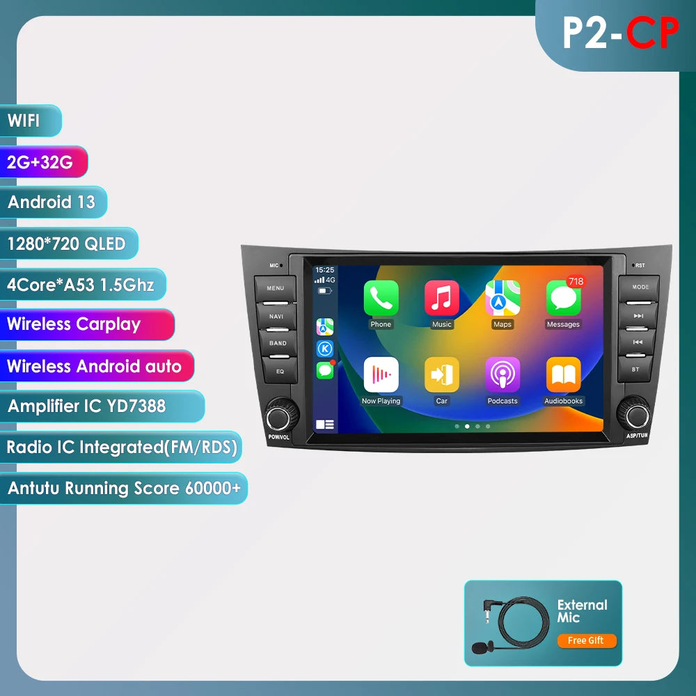 Mercedes Benz E-class W211 E200 E220 E300 E350 E240 E270 E280 W219 8" Android 14 Carplay Android auto wireless wifi bt gps 4g AUTMDBW0