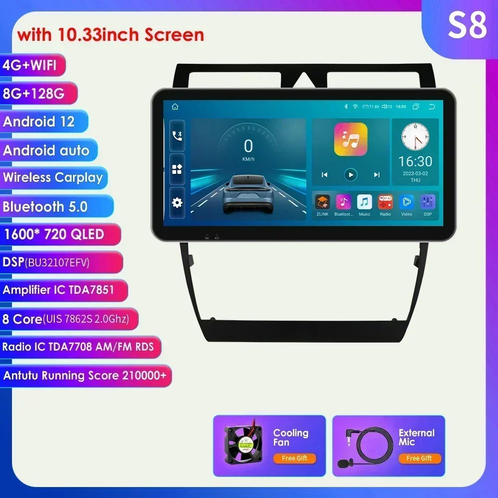 Audi A6 C5 1997-2004 S6 RS6 9" Android 14 Carplay Android auto wireless wifi bt gps 4g AUTMA9VK