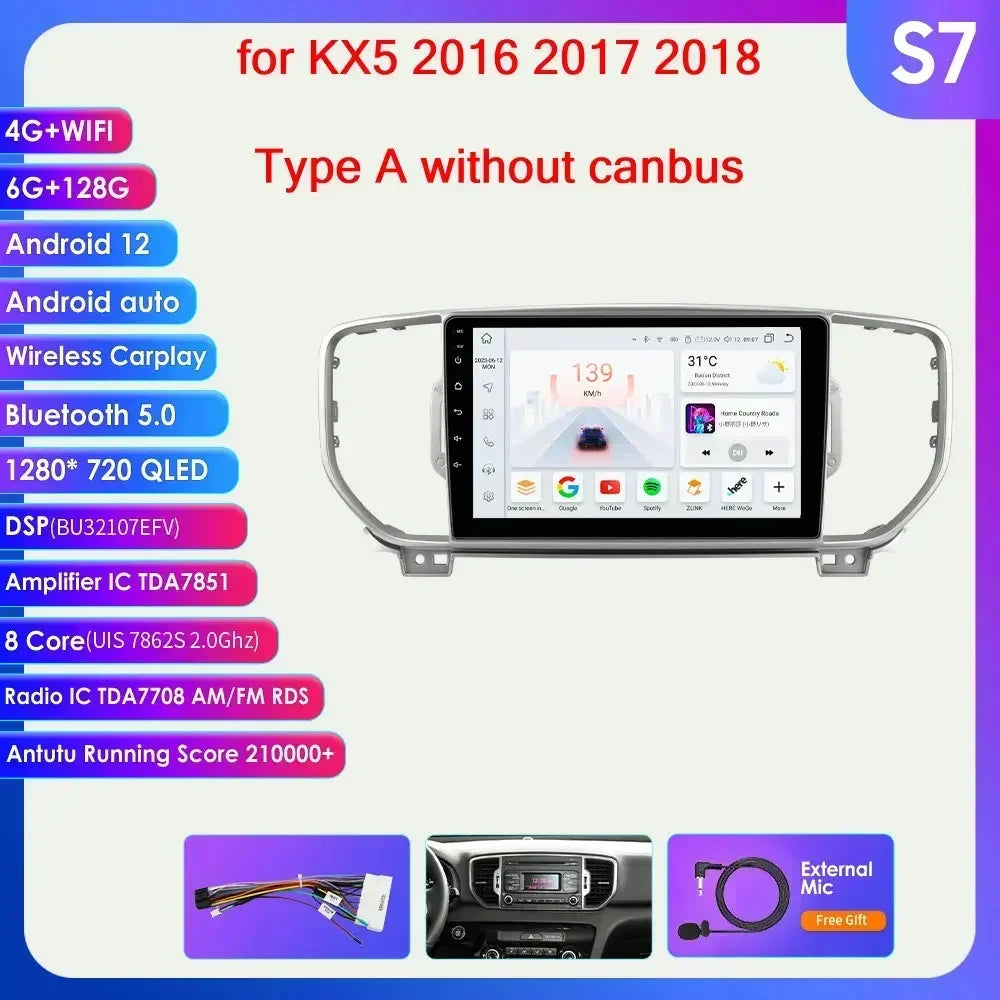 KIA Sportage 4 2016 -2021 9" Android 14 Carplay Android auto wireless wifi bt gps 4g AUTMO3SQ