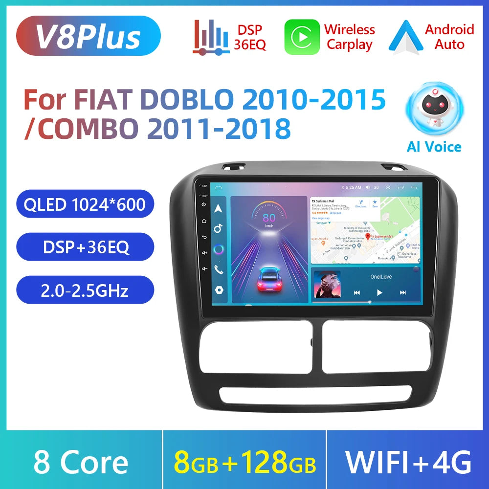 FIAT DOBLO 2010-2015 Android 13 9" Carplay Car Android Auto Multimedia GPS DSP wifi BT AUTMFIDBL1