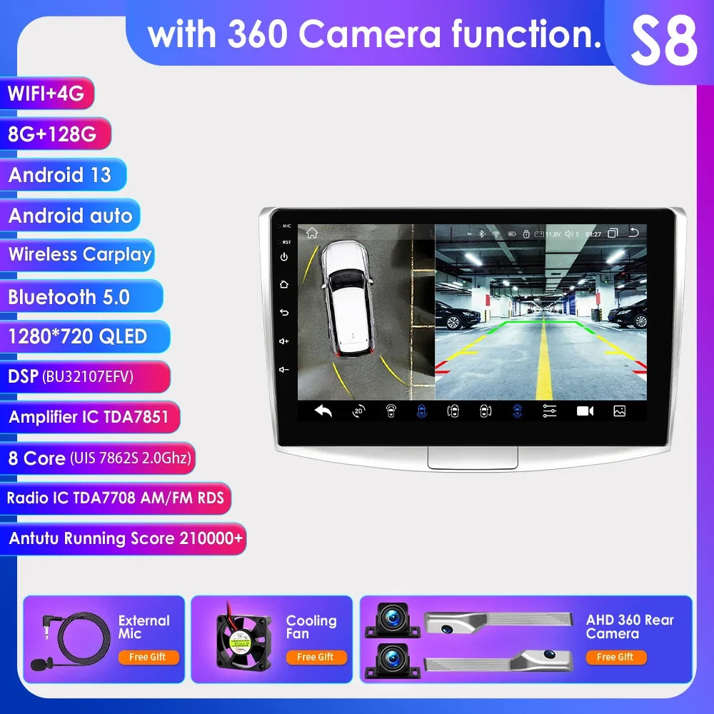 Volkswagen VW Passat B7 CC 2005-2013 10,1" Android 14 Carplay Android auto wireless wifi bt gps 4g AUTMBNJ2