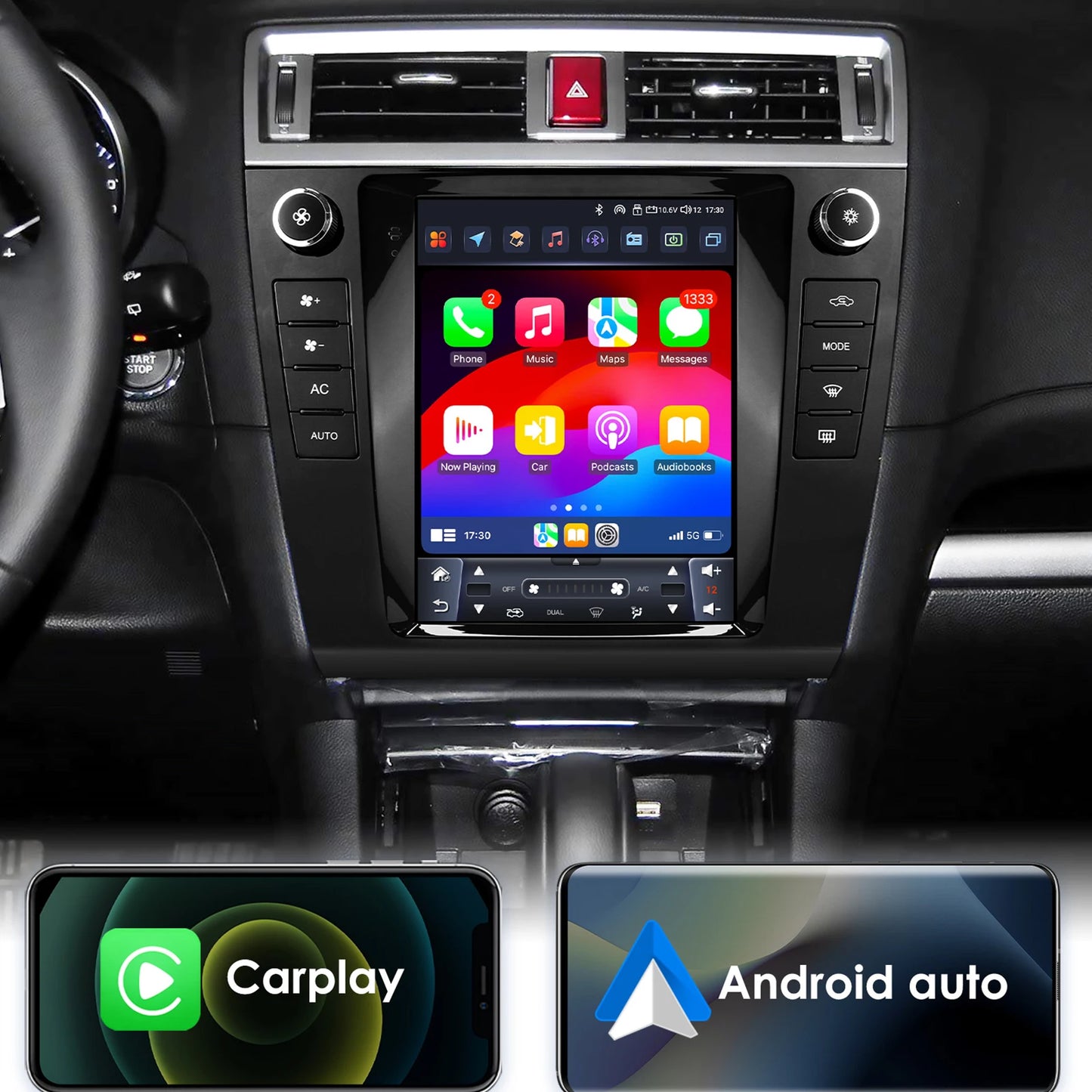 Subaru Outback 2015 - 2018 9.7" Android 14 Carplay Android auto wireless wifi bt gps 4g AUTMUTSB4