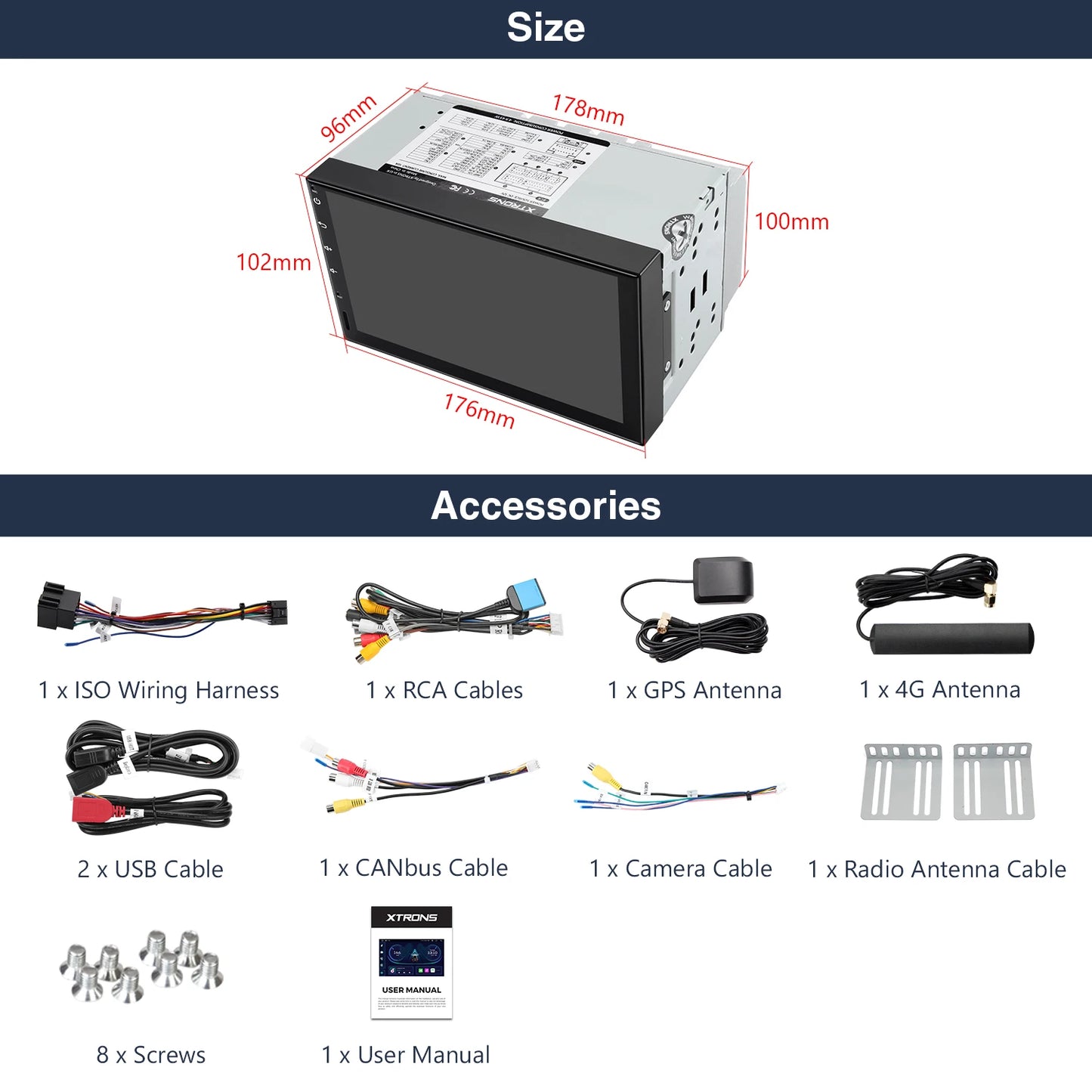 7'' Android 13 Universal 2 Din Car Radio HD Screen GPS Car Navigation Stereo with CarPlay DSP 4G LTE AA 2+32 GB Octa-core TIE723L