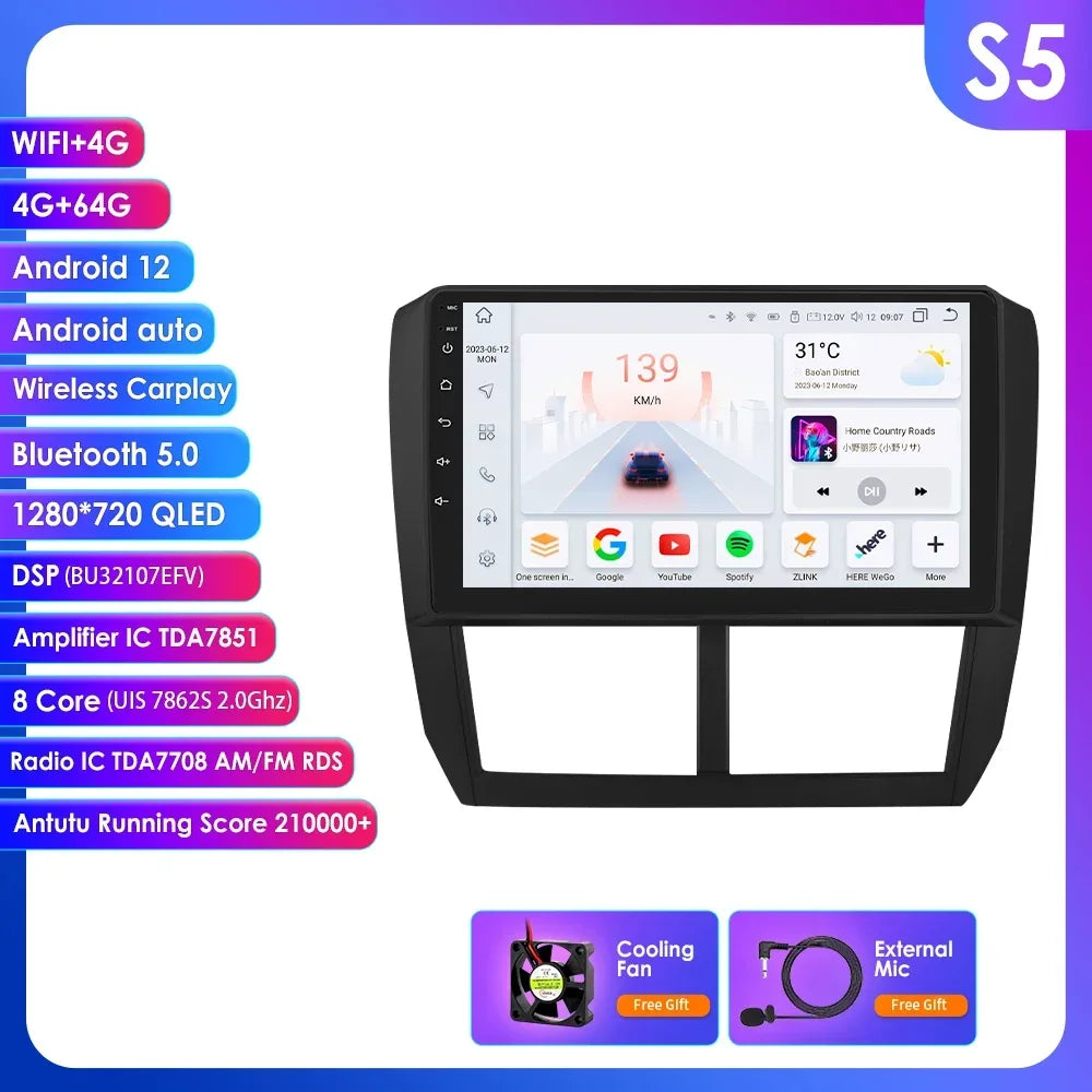 Subaru Forester 3 SH 2007-2013 Impreza WRX " Android 14 Carplay Android auto wireless wifi bt gps 4g AUTMFSTSB