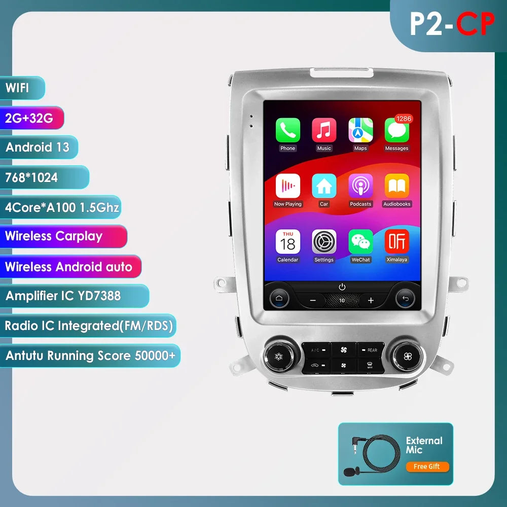 Hyundai Santa Fe 2 2006-2012 9,7" Android 14 Carplay Android auto wireless wifi bt gps 4g AUTM19VI