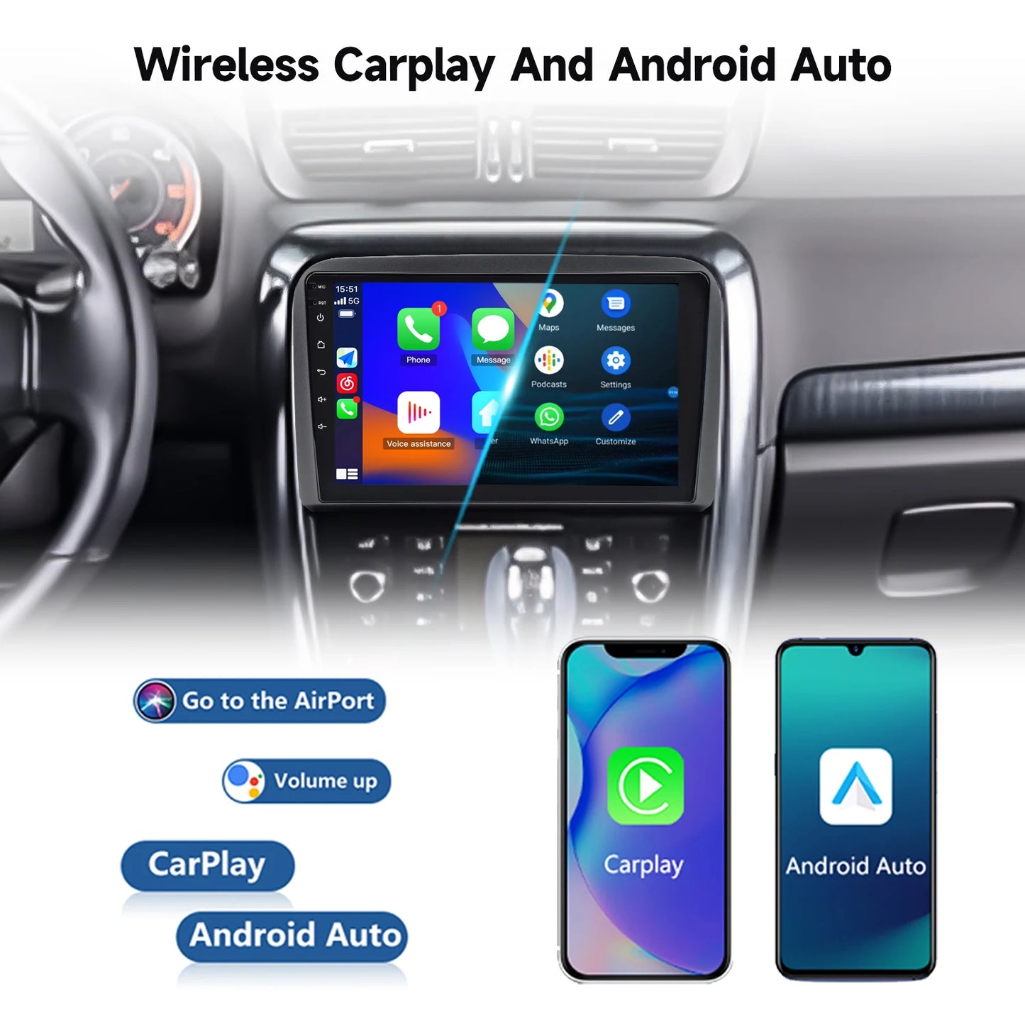 Fiat Croma 2006-2018 " Android 14 Carplay Android auto wireless wifi bt gps 4g AUTMKPU1