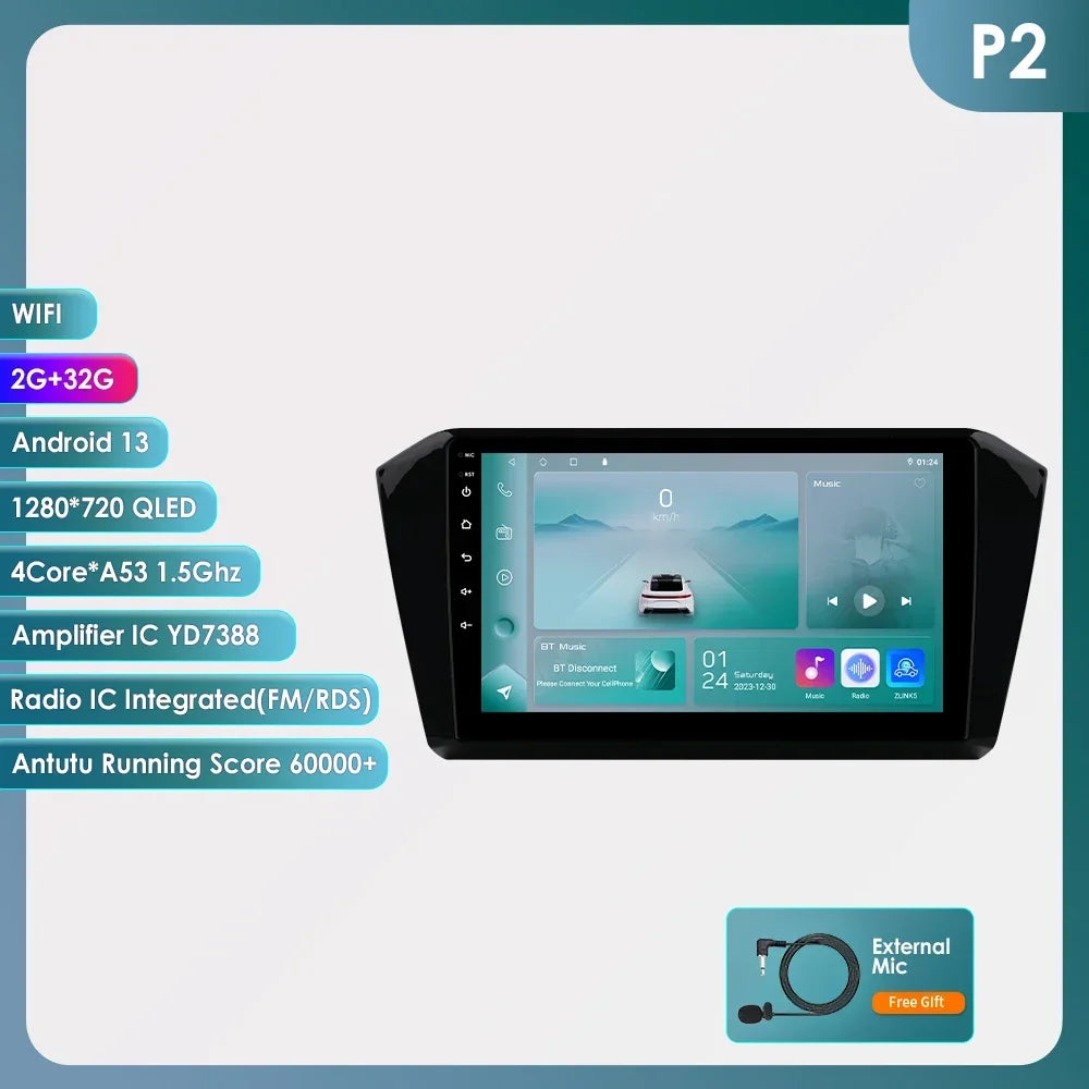 VW Passat B8 2014 -2023 10,1" Android 14 Carplay Android auto wireless wifi bt gps 4g AUTMP6CD
