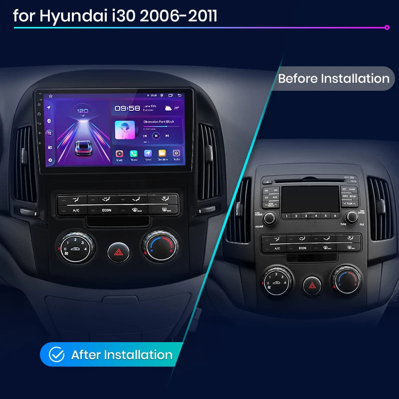 Hyundai I30 2006-2011 V1 AI Voice Wireless CarPlay Android Auto Radio RDS WIFI GPS BR 4G Car Multimedia autoradio AUTMHYDI30