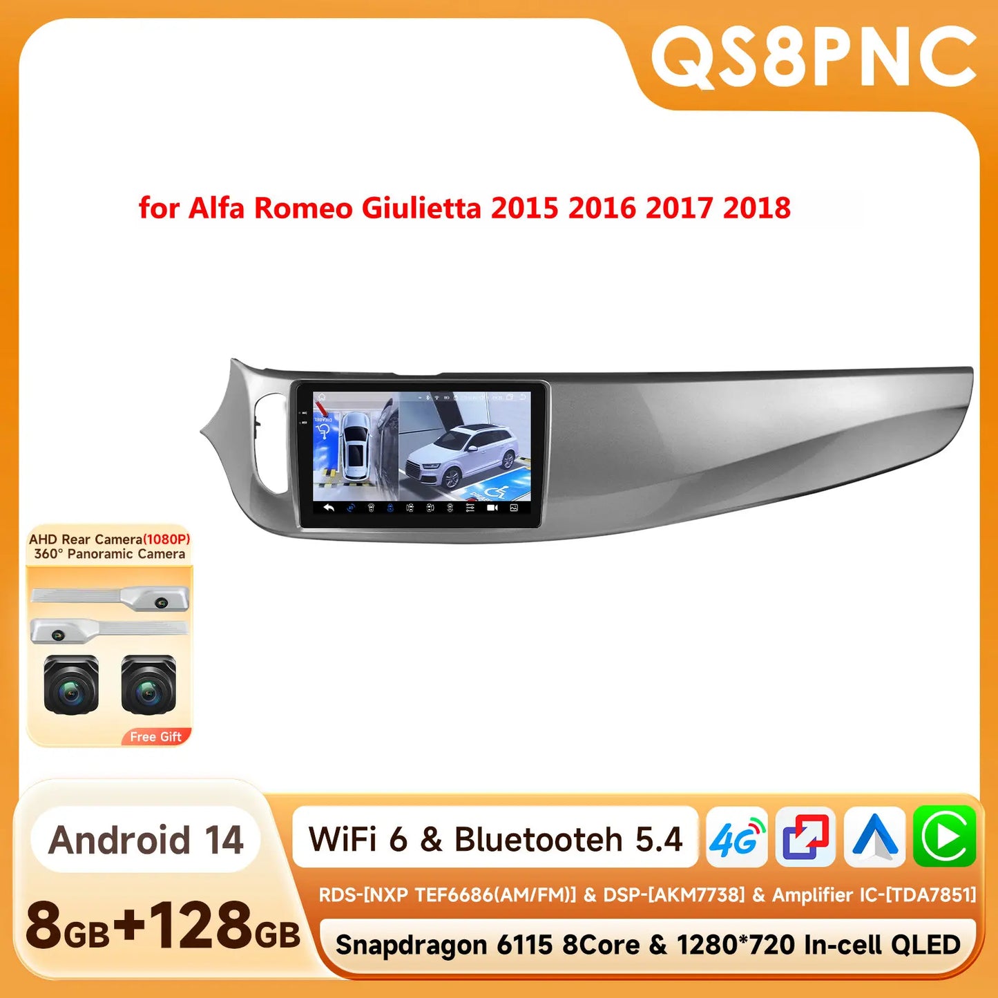 Alfa Romeo Giulietta 2010-2018 9" Android 14 Carplay Android auto wireless wifi bt gps 4g AUTMPK52
