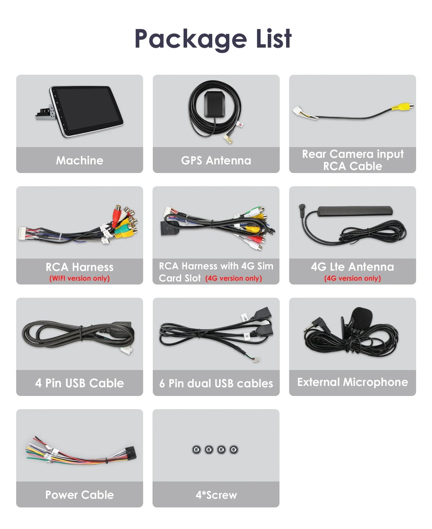 10.1" 1Din Universale Android 14 girevole a 360° Carplay Android auto wireless Radio RDS 4G DSP GPS Nav BT AUTMUNI10