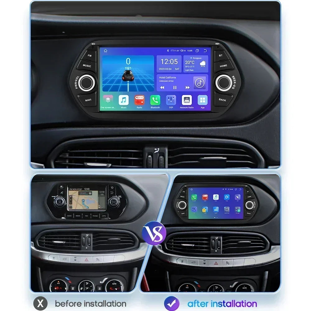 Fiat Tipo Egea 2015-2018 7" Android 14 Carplay Android auto wireless wifi bt gps 4g AUTMTBBV