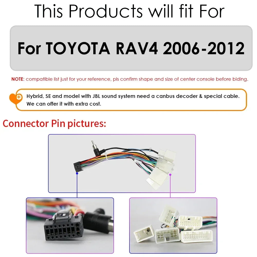 Toyota RAV4 RAV 4 2006 - 2012 9" Android 14 Carplay Android auto wireless wifi bt gps 4g AUTM6VGT