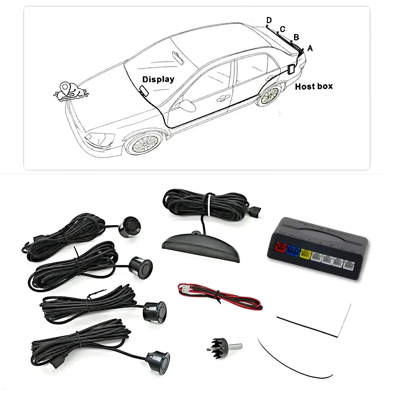 Sensori di parcheggio universali kit 4 pezzi nero/argento AUTMSPS1