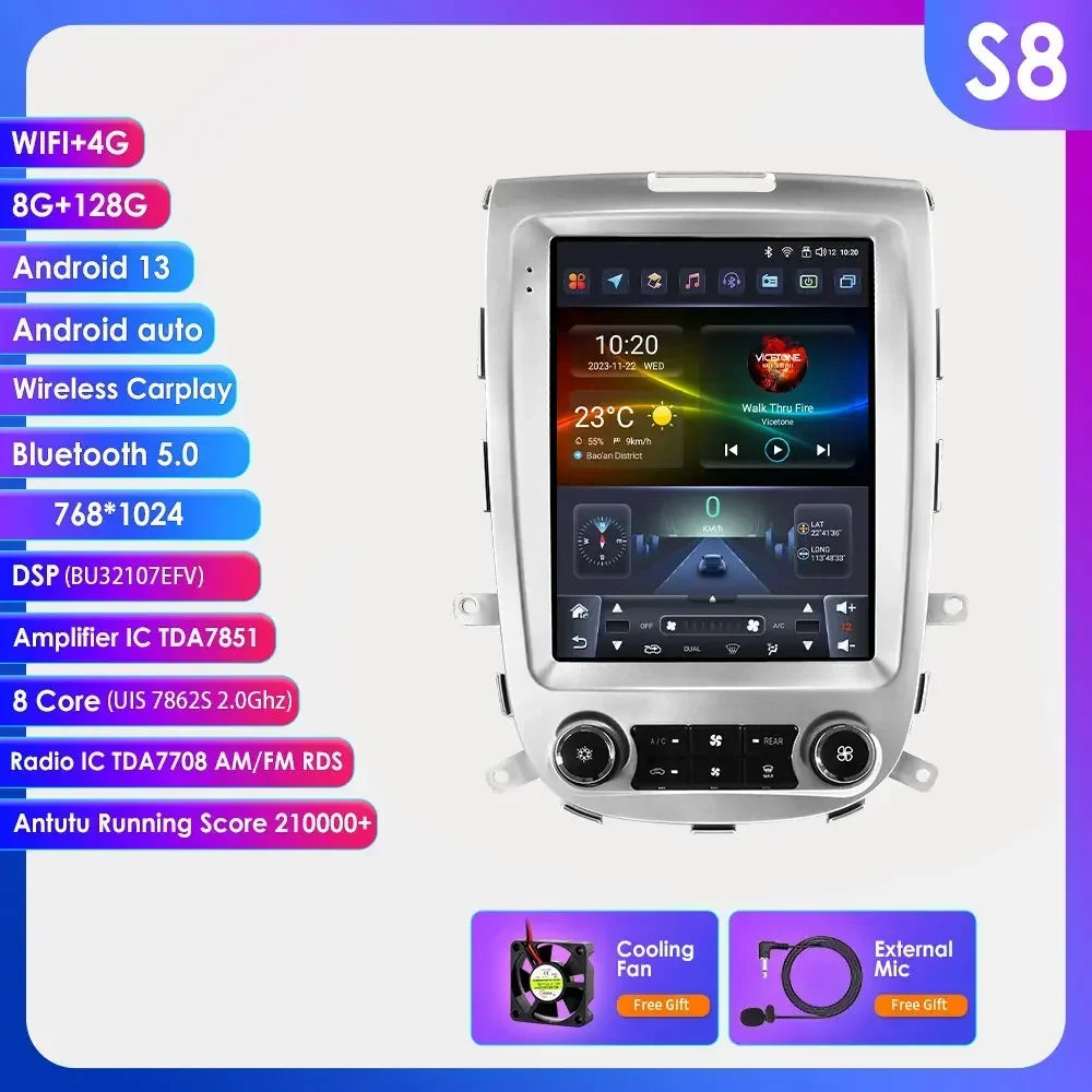 Hyundai Santa Fe 2 2006-2012 9,7" Android 14 Carplay Android auto wireless wifi bt gps 4g AUTM19VI