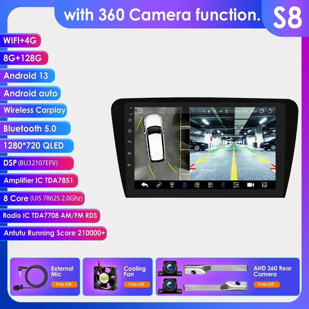 SKODA Octavia 3 A7 2013-2018 10,1"/ 10,33" Android 14 Carplay Android auto wireless wifi bt gps 4g AUTMCD4D