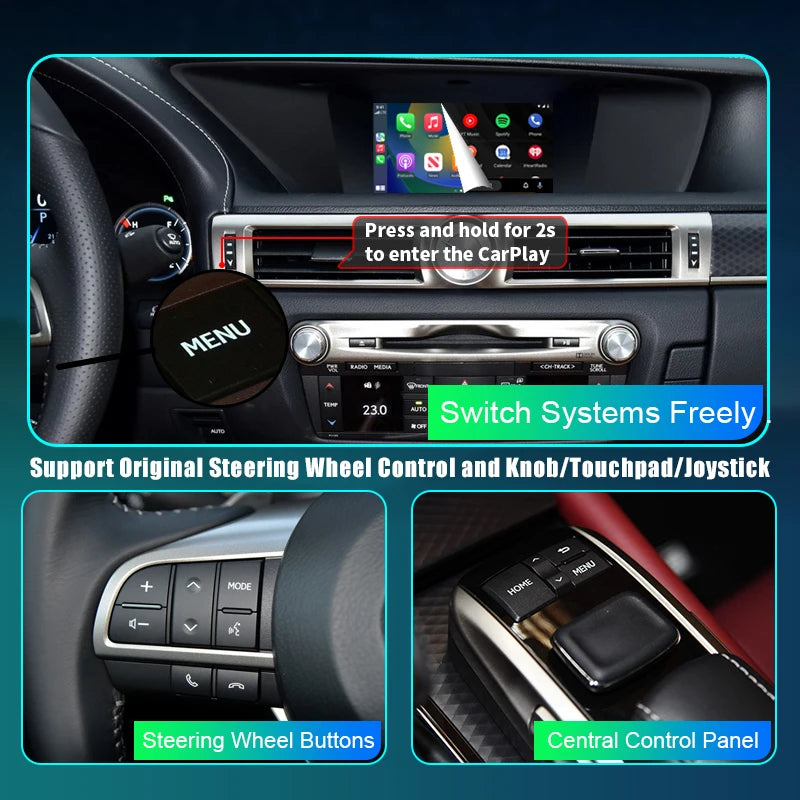 Lexus GS 2015-2017 Wireless CarPlay Android Auto AirPlay Mirror Link USB Player GPS AUTMLXSGS7