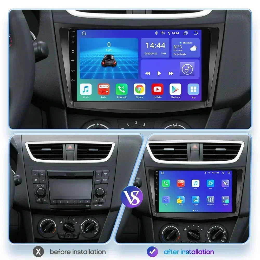 Suzuki Swift 4 2011-2015 9" Android 14 Carplay Android auto wireless wifi bt gps 4g AUTMSCNB