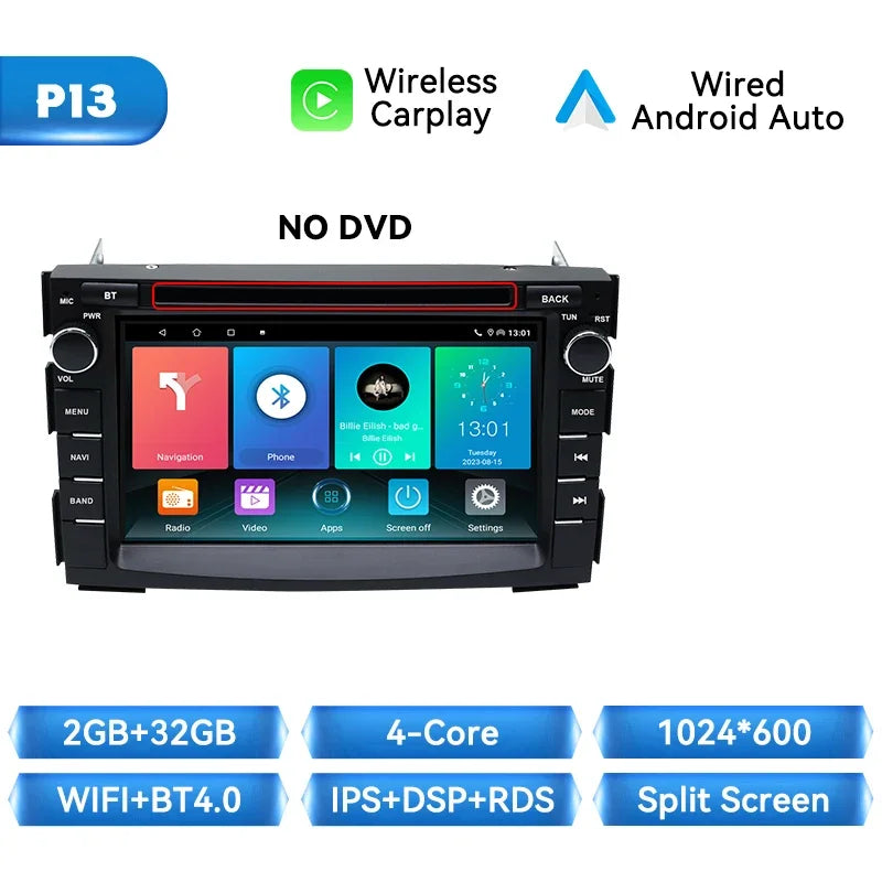 Kia Ceed 2010 -2012 Venga Android 7" Android 14 Carplay Android auto wireless wifi bt gps 4g AUTM9N0X