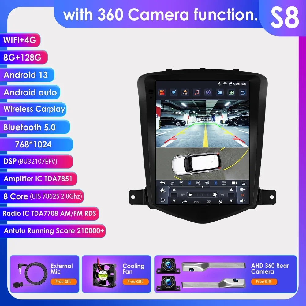 Chevrolet Cruze J300 2008-2012 9,7" Android 14 Carplay Android auto wireless wifi bt gps 4g AUTMIZKN