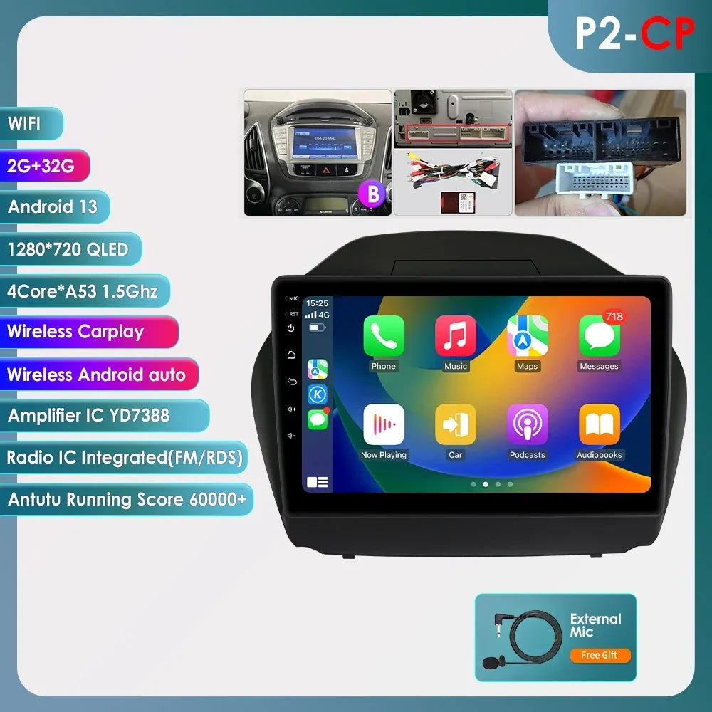 Hyundai Tucson 2 LM IX35 2009-2015 9" / 10,33" Android 14 Carplay Android auto wireless wifi bt gps 4g AUTMKXK8