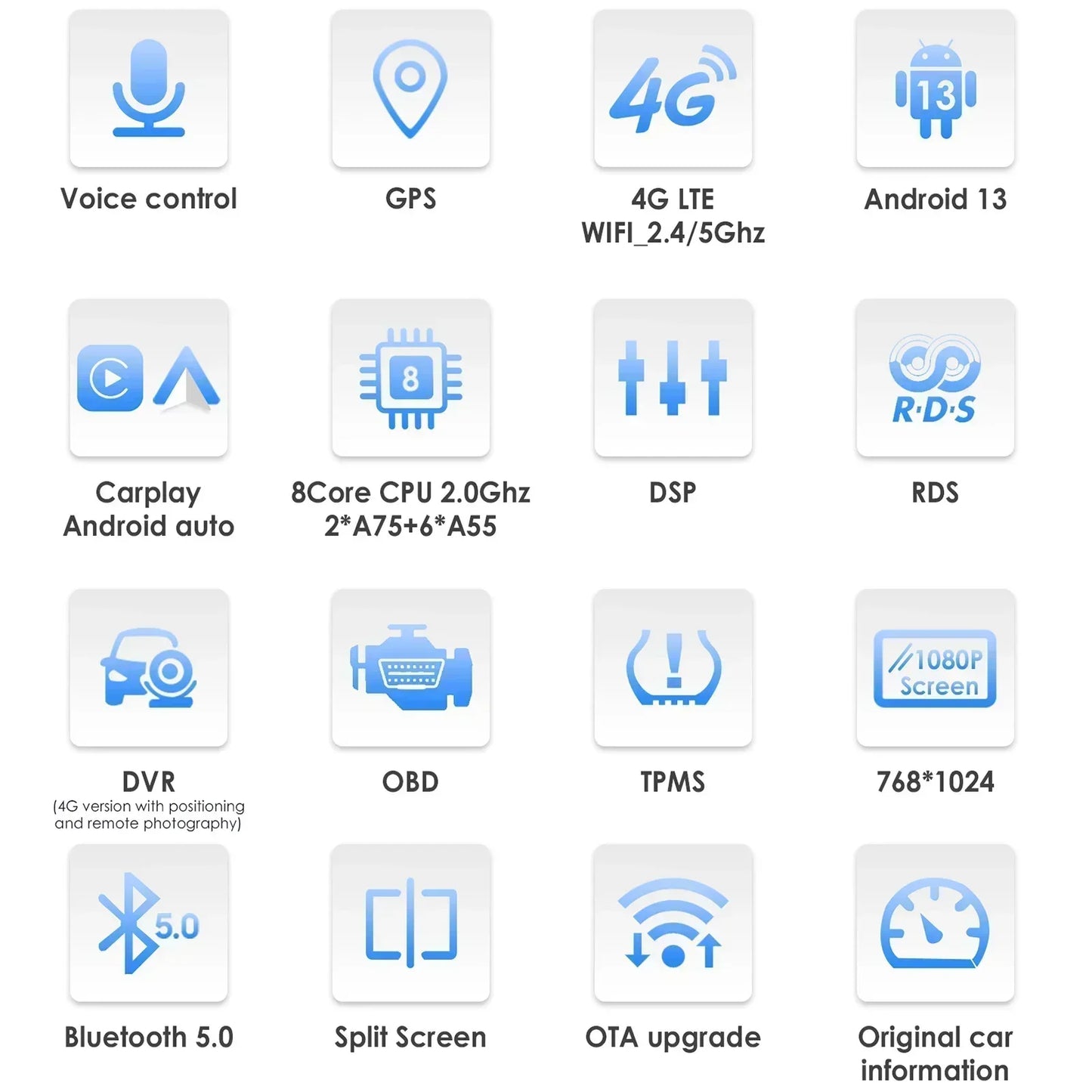Toyota Verso 2004-2009 9,7" Android 14 Carplay Android auto wireless wifi bt gps 4g AUTMA88T