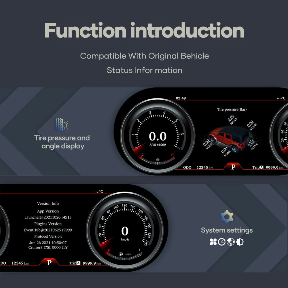 Jeep Wrangler 2011-2017 12.3 Lcd Cruscotto Digitale AUTMJEEPWRL